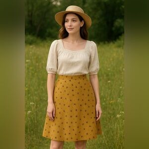 Denim & Co 1X A Line Corduroy Skirt Vintage Cottagecore Western Cowboy Rodeo